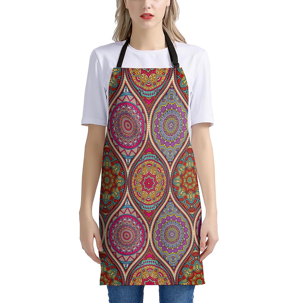 Oval Bohemian Mandala Patchwork Print Apron