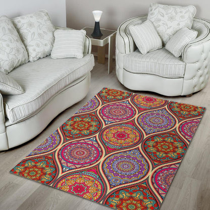Oval Bohemian Mandala Patchwork Print Area Rug GearFrost