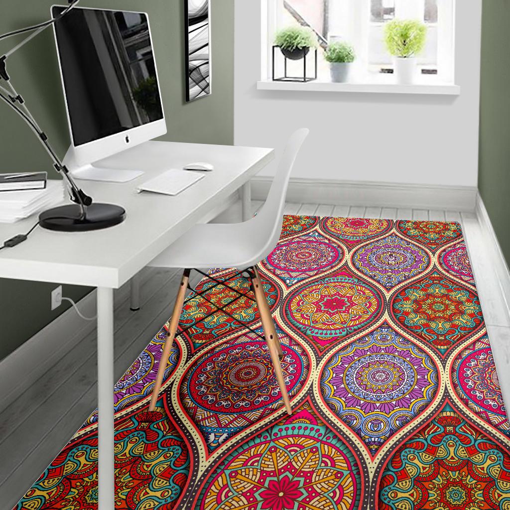 Oval Bohemian Mandala Patchwork Print Area Rug GearFrost