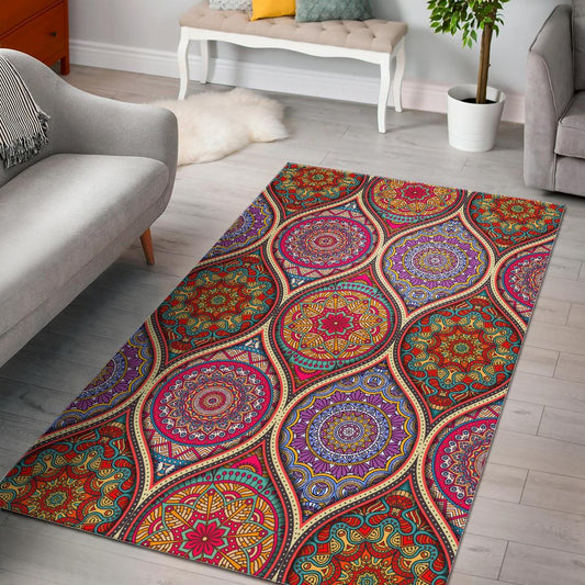 Oval Bohemian Mandala Patchwork Print Area Rug GearFrost
