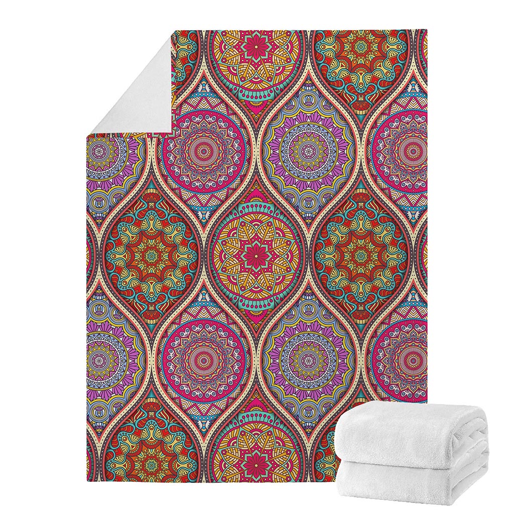 Oval Bohemian Mandala Patchwork Print Blanket