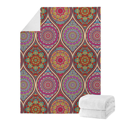 Oval Bohemian Mandala Patchwork Print Blanket