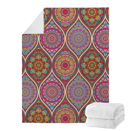 Oval Bohemian Mandala Patchwork Print Blanket