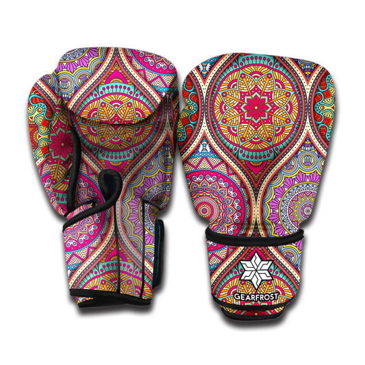 Oval Bohemian Mandala Patchwork Print Boxing Gloves