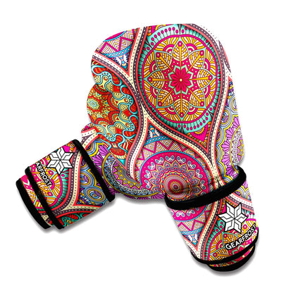 Oval Bohemian Mandala Patchwork Print Boxing Gloves