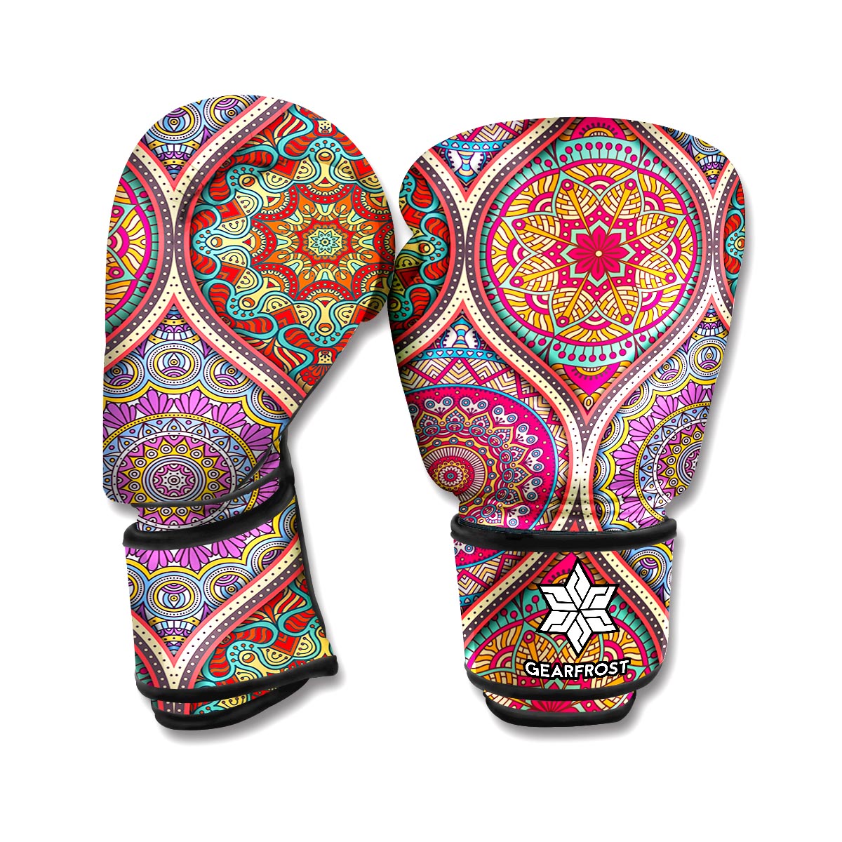 Oval Bohemian Mandala Patchwork Print Boxing Gloves