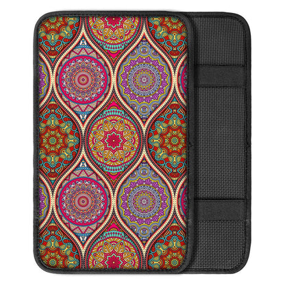 Oval Bohemian Mandala Patchwork Print Car Center Console Cover