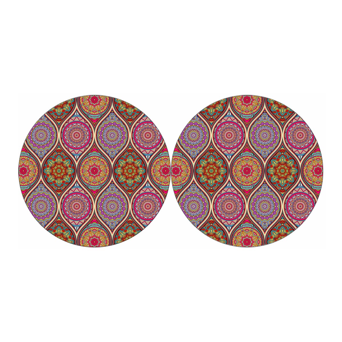 Oval Bohemian Mandala Patchwork Print Car Coasters