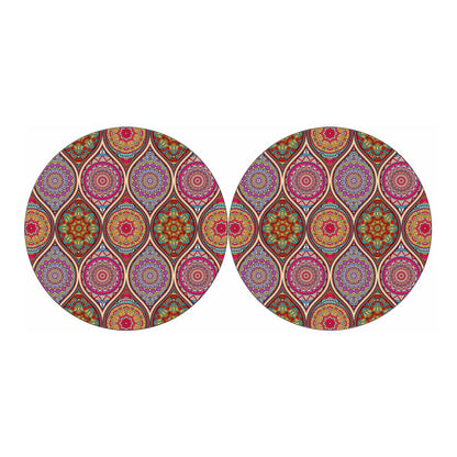 Oval Bohemian Mandala Patchwork Print Car Coasters
