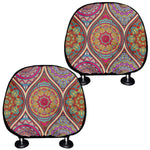 Oval Bohemian Mandala Patchwork Print Car Headrest Covers