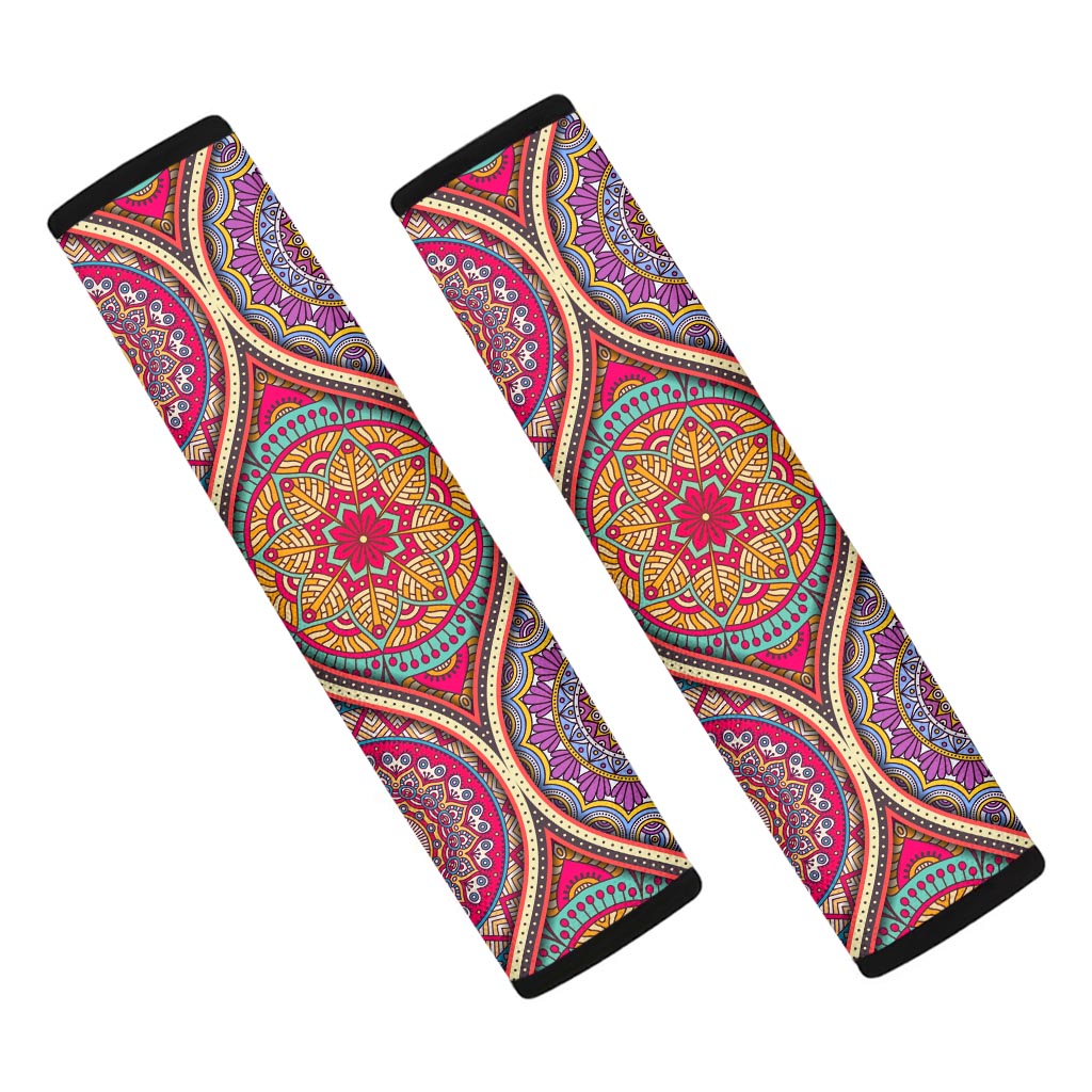 Oval Bohemian Mandala Patchwork Print Car Seat Belt Covers