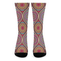 Oval Bohemian Mandala Patchwork Print Crew Socks
