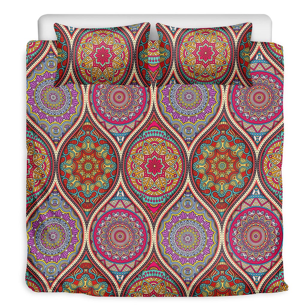 Oval Bohemian Mandala Patchwork Print Duvet Cover Bedding Set