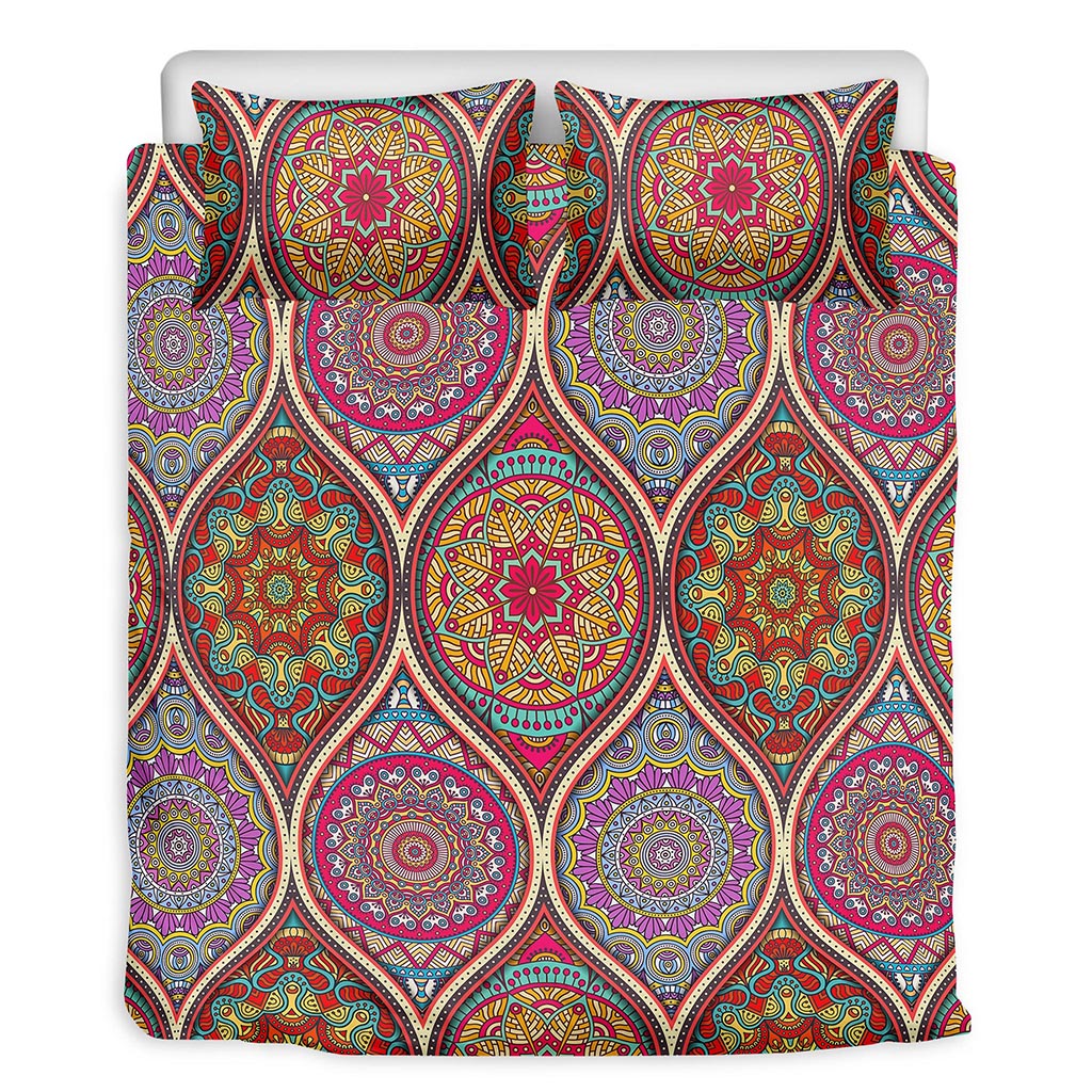 Oval Bohemian Mandala Patchwork Print Duvet Cover Bedding Set