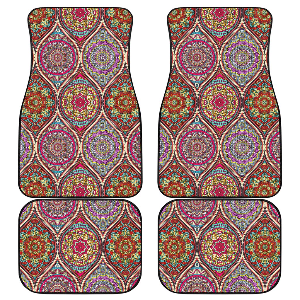Oval Bohemian Mandala Patchwork Print Front and Back Car Floor Mats