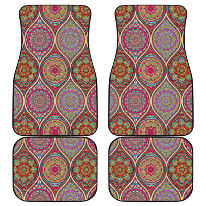 Oval Bohemian Mandala Patchwork Print Front and Back Car Floor Mats