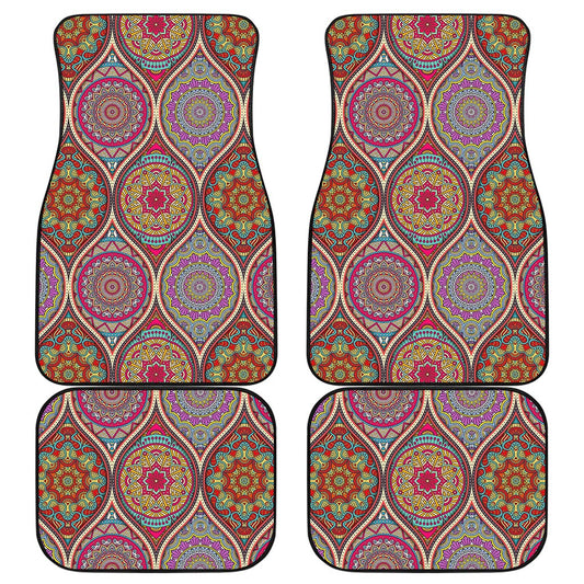 Oval Bohemian Mandala Patchwork Print Front and Back Car Floor Mats