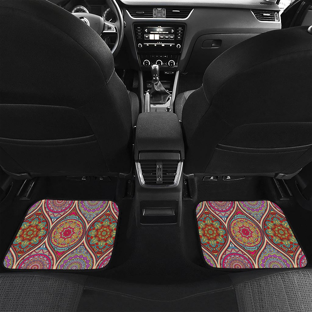 Oval Bohemian Mandala Patchwork Print Front and Back Car Floor Mats