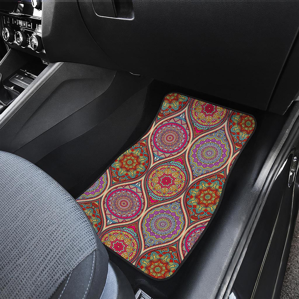 Oval Bohemian Mandala Patchwork Print Front and Back Car Floor Mats