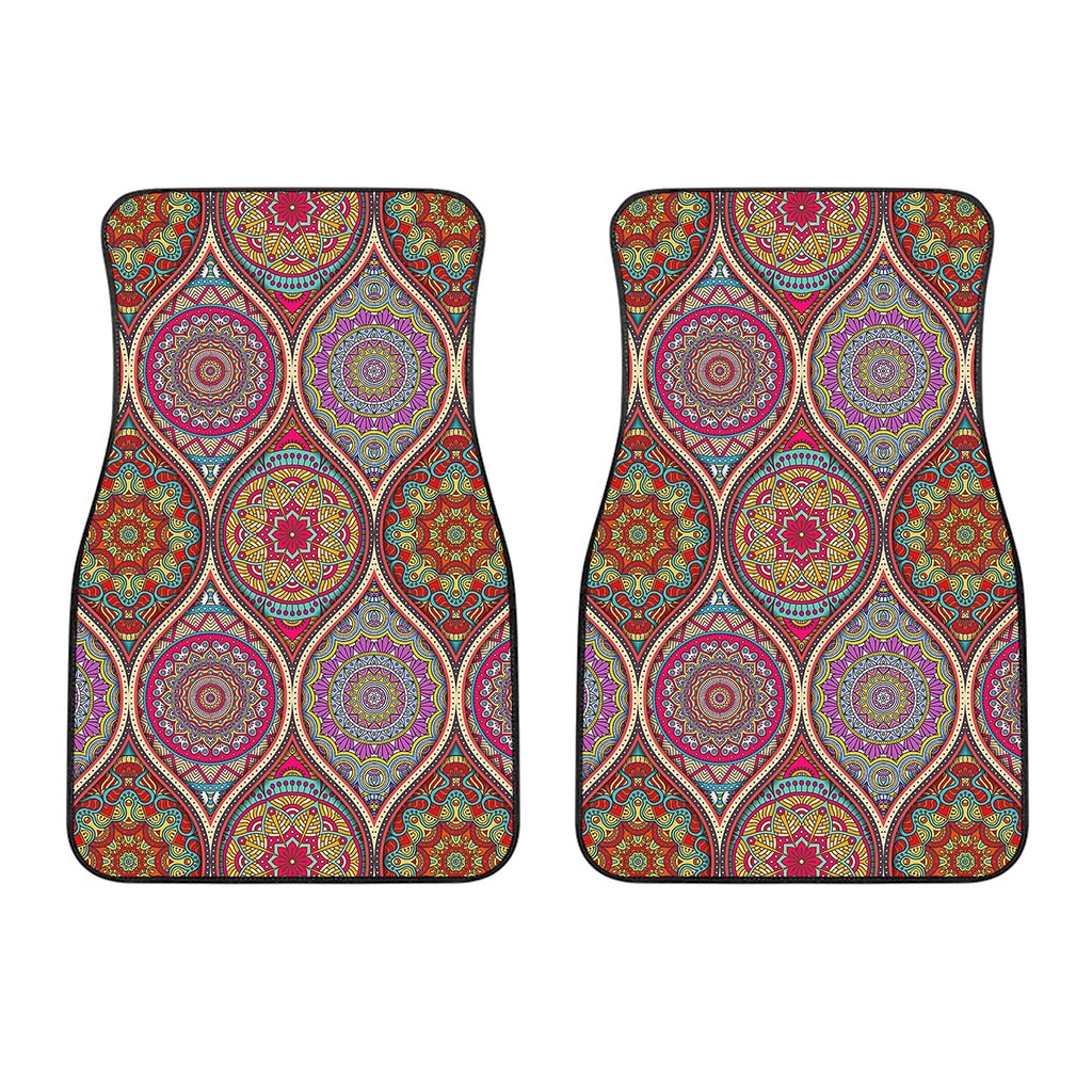 Oval Bohemian Mandala Patchwork Print Front Car Floor Mats