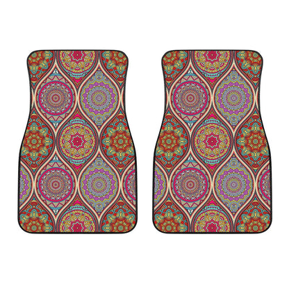 Oval Bohemian Mandala Patchwork Print Front Car Floor Mats
