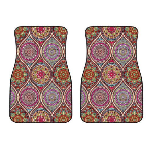 Oval Bohemian Mandala Patchwork Print Front Car Floor Mats
