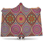 Oval Bohemian Mandala Patchwork Print Hooded Blanket