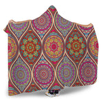 Oval Bohemian Mandala Patchwork Print Hooded Blanket