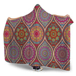 Oval Bohemian Mandala Patchwork Print Hooded Blanket