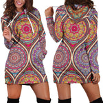 Oval Bohemian Mandala Patchwork Print Hoodie Dress GearFrost
