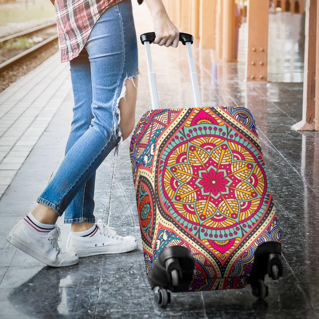 Oval Bohemian Mandala Patchwork Print Luggage Cover GearFrost
