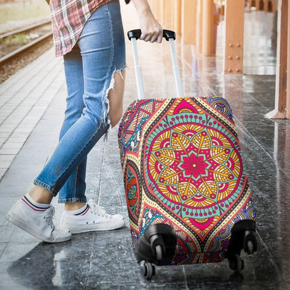Oval Bohemian Mandala Patchwork Print Luggage Cover GearFrost