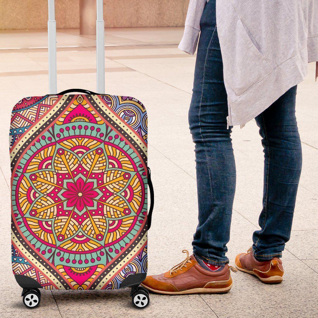 Oval Bohemian Mandala Patchwork Print Luggage Cover GearFrost