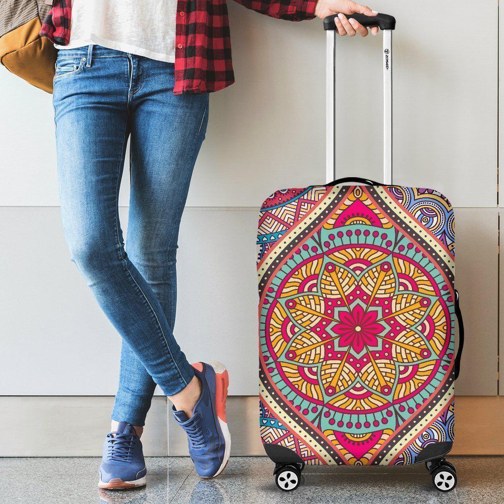 Oval Bohemian Mandala Patchwork Print Luggage Cover GearFrost