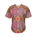 Oval Bohemian Mandala Patchwork Print Men's Baseball Jersey