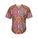 Oval Bohemian Mandala Patchwork Print Men's Baseball Jersey