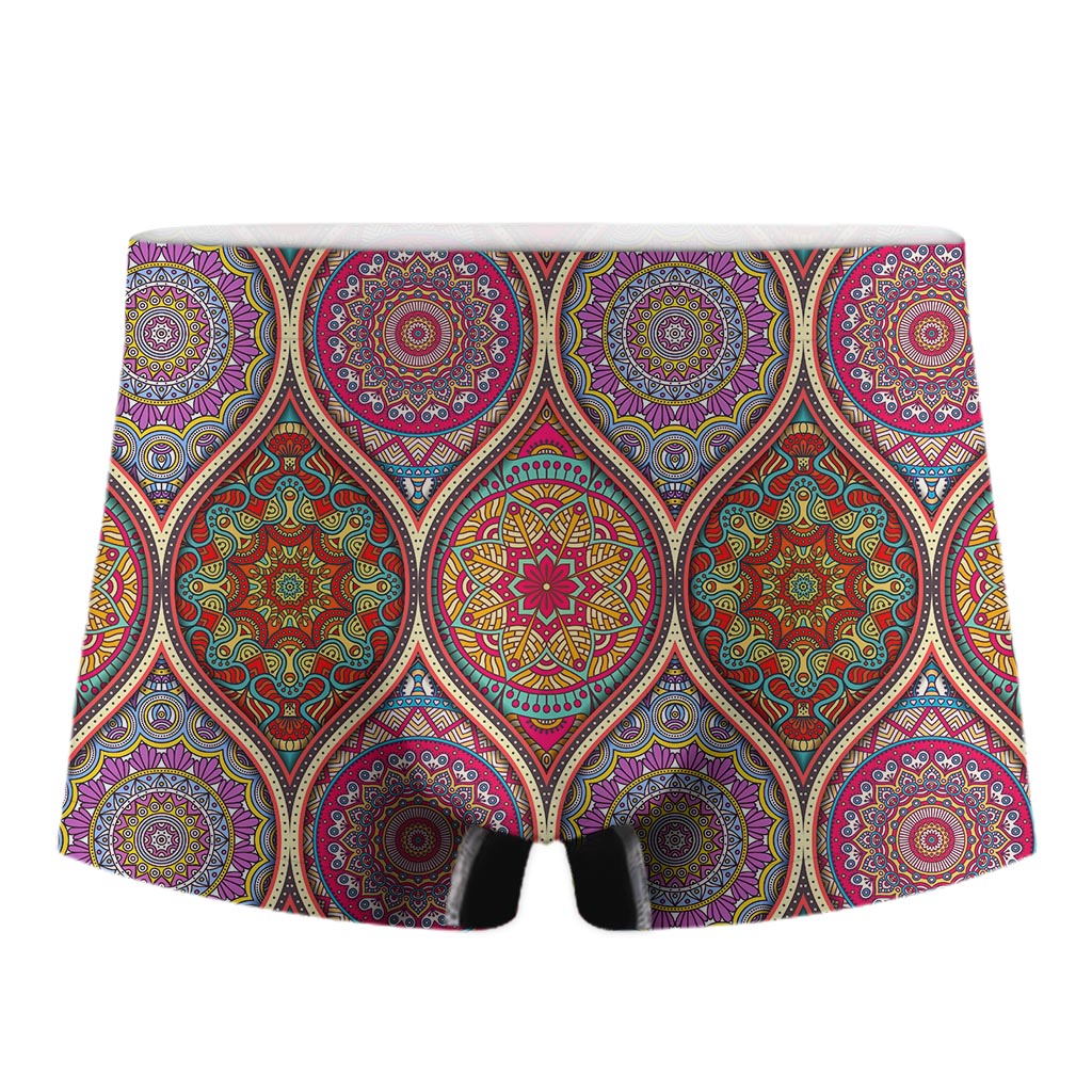 Oval Bohemian Mandala Patchwork Print Men's Boxer Briefs