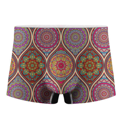 Oval Bohemian Mandala Patchwork Print Men's Boxer Briefs