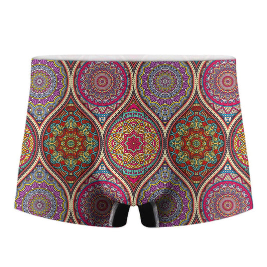 Oval Bohemian Mandala Patchwork Print Men's Boxer Briefs