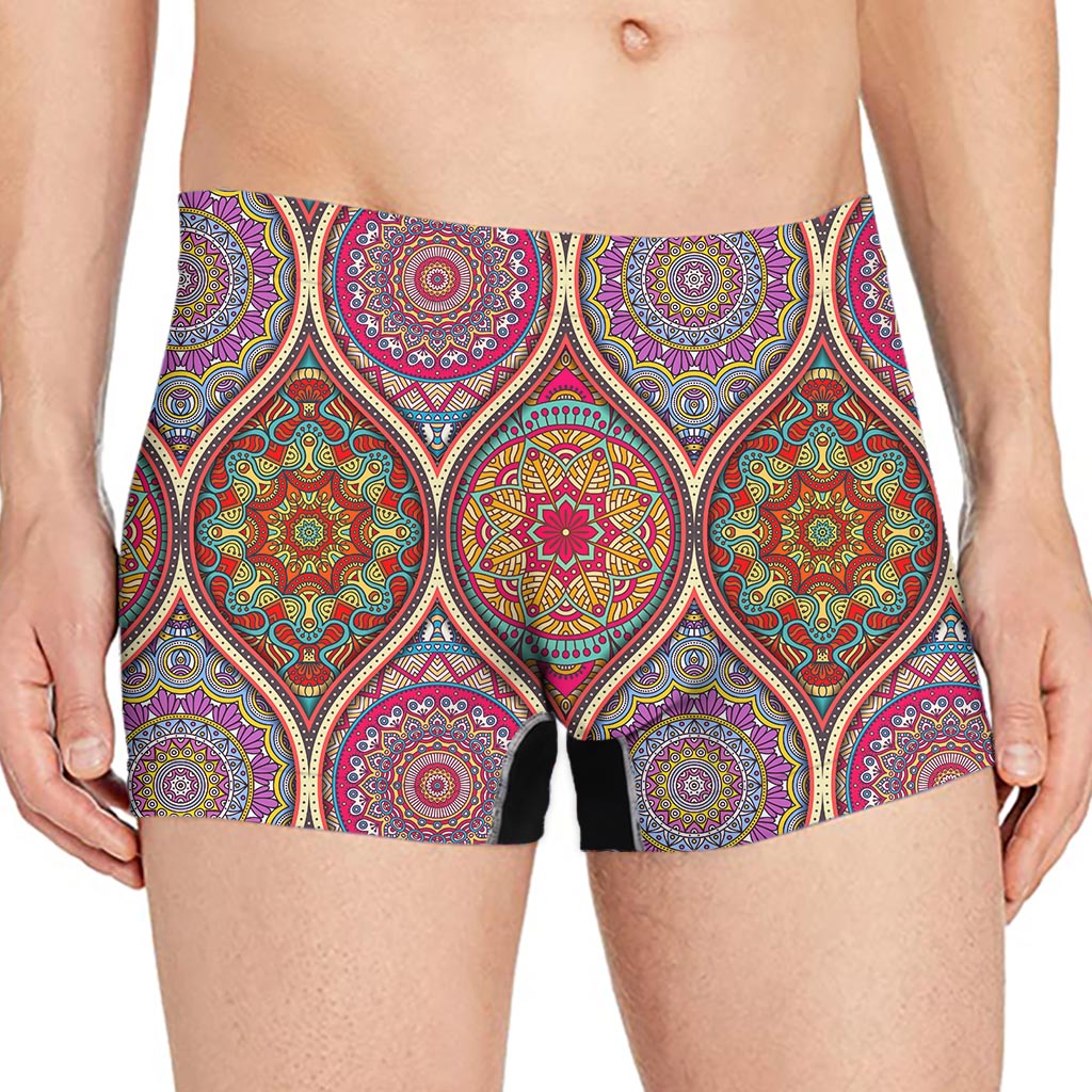 Oval Bohemian Mandala Patchwork Print Men's Boxer Briefs