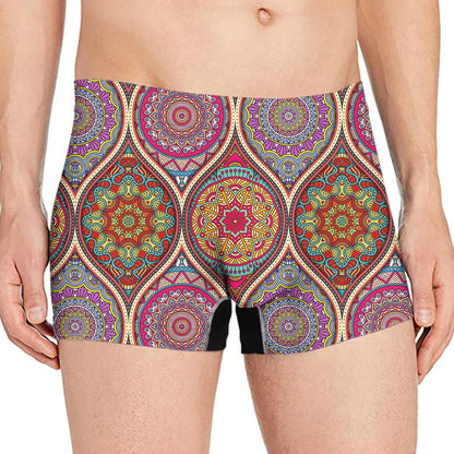 Oval Bohemian Mandala Patchwork Print Men's Boxer Briefs