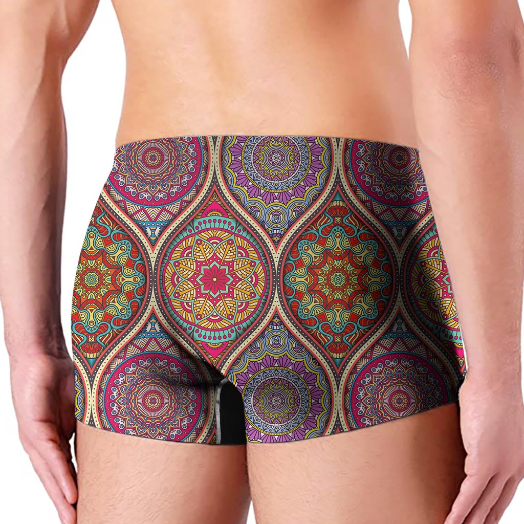 Oval Bohemian Mandala Patchwork Print Men's Boxer Briefs