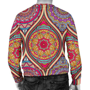 Oval Bohemian Mandala Patchwork Print Men's Crewneck Sweatshirt GearFrost