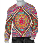 Oval Bohemian Mandala Patchwork Print Men's Crewneck Sweatshirt GearFrost