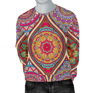 Oval Bohemian Mandala Patchwork Print Men's Crewneck Sweatshirt GearFrost