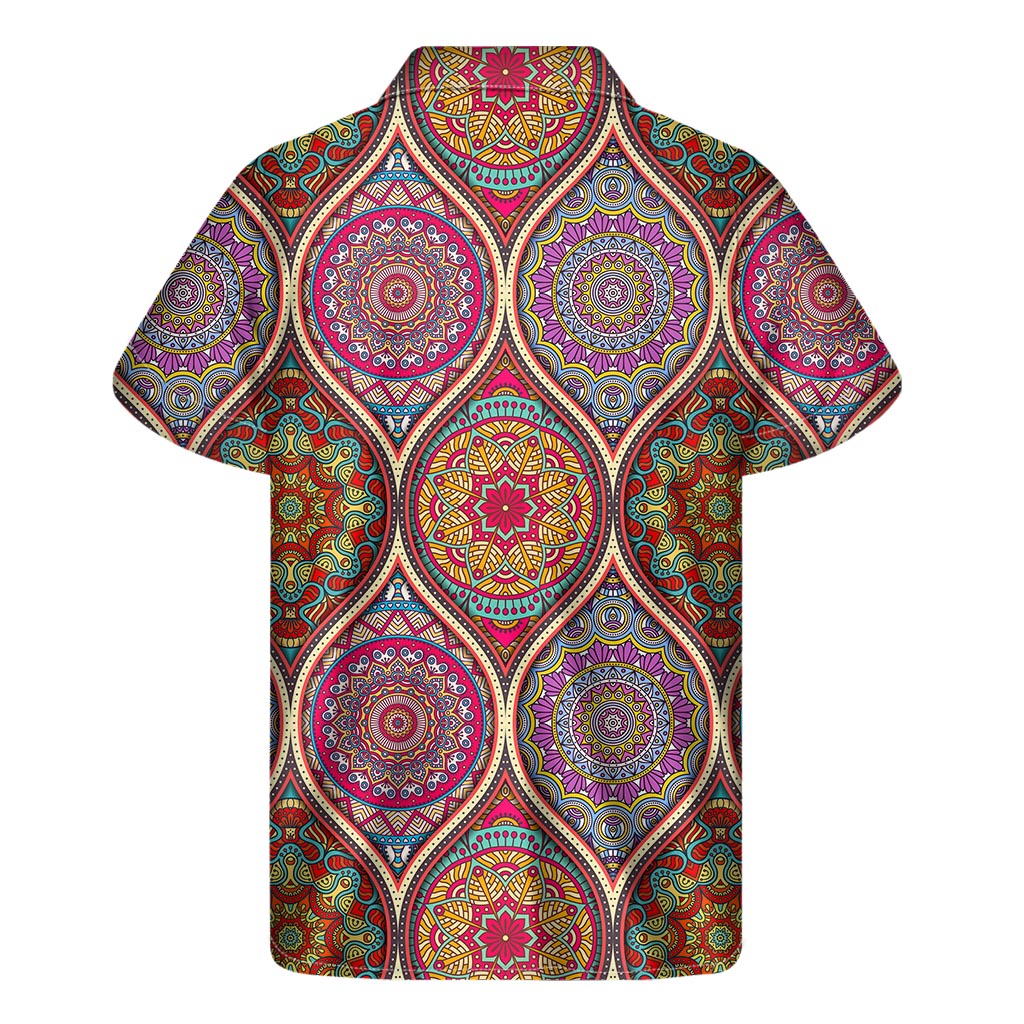Oval Bohemian Mandala Patchwork Print Men's Short Sleeve Shirt