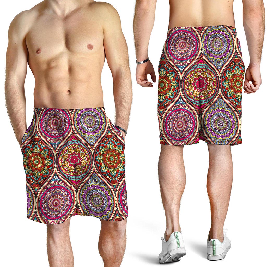 Oval Bohemian Mandala Patchwork Print Men's Shorts