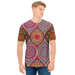 Oval Bohemian Mandala Patchwork Print Men's T-Shirt