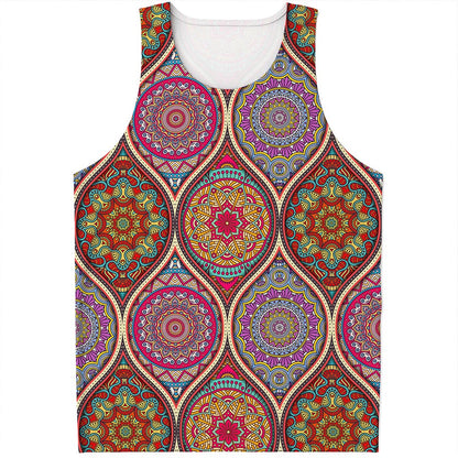 Oval Bohemian Mandala Patchwork Print Men's Tank Top