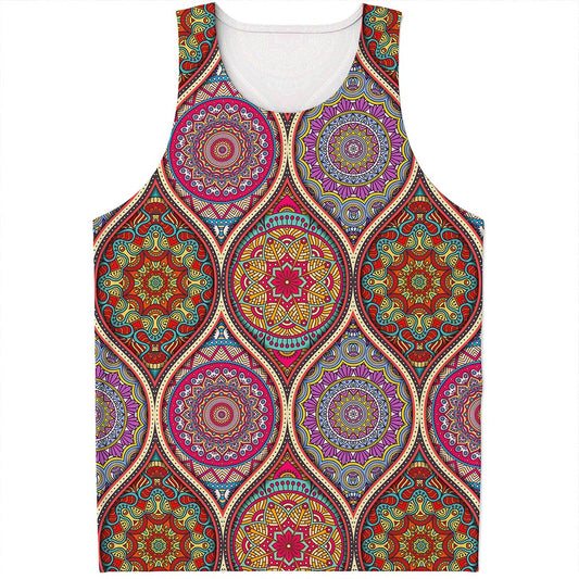 Oval Bohemian Mandala Patchwork Print Men's Tank Top
